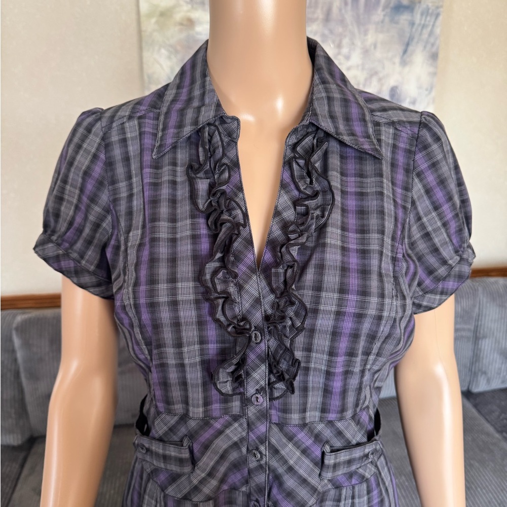 Dynamite Purple Checkered Mini Dress - Picture 3 of 13
